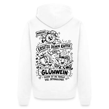 Lustiger Spruch Glühwein Kaffee Ersatz Weihnachten - Unisex Premium Bio Zip Hoodie - Weiß - Hinten - Thijin (182cm)