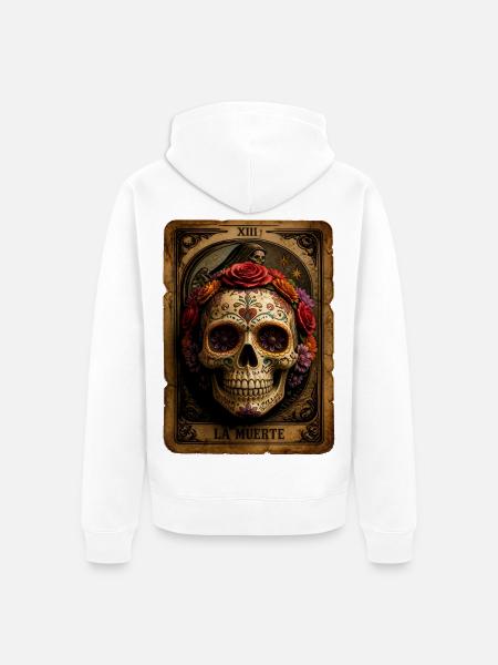 Halloween Sugar Skull Sugarskull Tarot - Unisex Premium Bio Zip Hoodie - Weiß