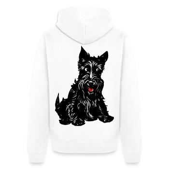 Monochrome Terrier-Linienkunst - Unisex Premium Bio Zip Hoodie - Weiß - Hinten - Thijin (182cm)