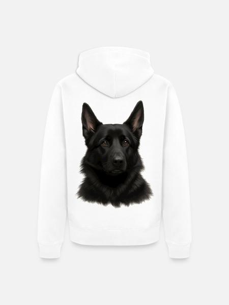 Schwarzer Schäferhund Kopfdesign - Unisex Premium Bio Zip Hoodie - Weiß