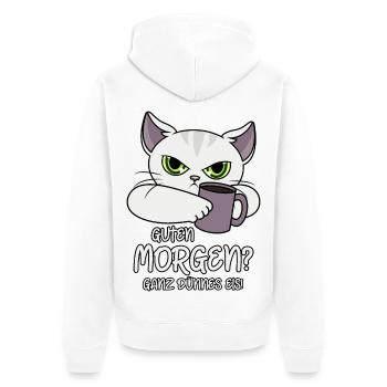 Guten Morgen Ganz dünnes Eis Sprüche lustige Katze - Unisex Premium Bio Zip Hoodie - Weiß - Hinten - Thijin (182cm)