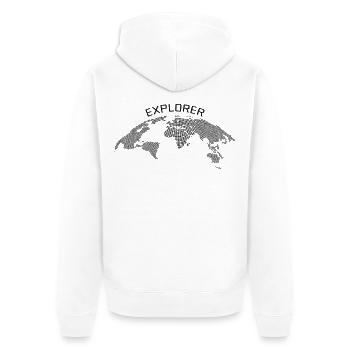 Explorer T-Shirt / Weltkarte / Geography - Unisex Premium Bio Zip Hoodie - Weiß - Hinten - Thijin (182cm)