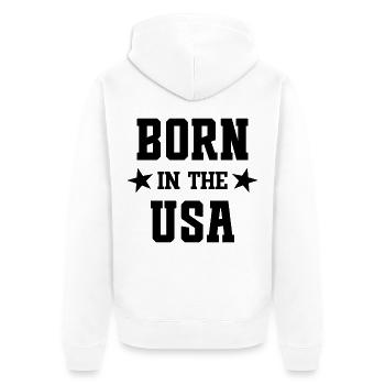Geboren in den USA - Unisex Premium Bio Zip Hoodie - Weiß - Hinten - Thijin (182cm)