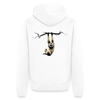 Gibbon - Unisex Premium Bio Zip Hoodie - Weiß - Hinten - Thijin (182cm)