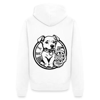Uhr Hund Uhrwerk Hundehalter Hundeliebhaber - Unisex Premium Bio Zip Hoodie - Weiß - Hinten - Thijin (182cm)