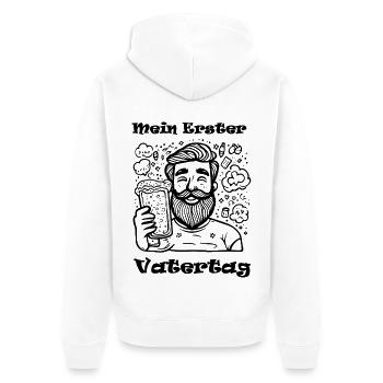 Mein erster Vatertag Spruch - Unisex Premium Bio Zip Hoodie - Weiß - Hinten - Thijin (182cm)