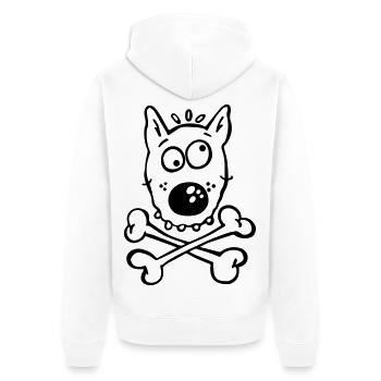 Piraten Hund - Unisex Premium Bio Zip Hoodie - Weiß - Hinten - Thijin (182cm)