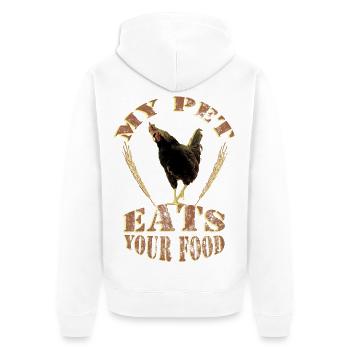 Huhn - mein Haustier frisst dein Futter - Unisex Premium Bio Zip Hoodie - Weiß - Hinten - Thijin (182cm)