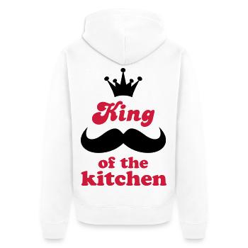 Cooking apron with funny saying - Unisex Premium Organic Zip Hoodie - white - Back - Thijin (182cm)