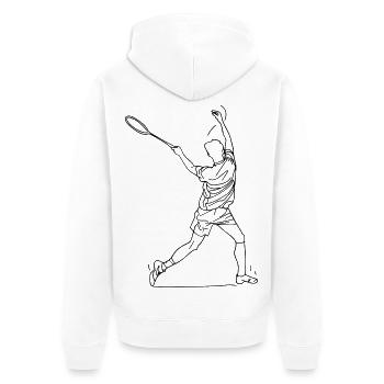 Badmintonspieler Zeichnung - Unisex Premium Bio Zip Hoodie - Weiß - Hinten - Thijin (182cm)