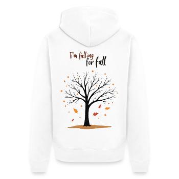 Kahler Baum „Herbstverliebt“ Humor - Unisex Premium Bio Zip Hoodie - Weiß - Hinten - Thijin (182cm)