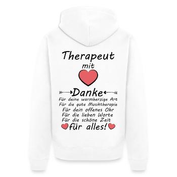 Musiktherapeut Musiktherapie Danke sagen Abschied - Unisex Premium Bio Zip Hoodie - Weiß - Hinten - Thijin (182cm)