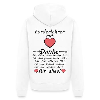 Förderlehrer Danke sagen zum Abschied - Unisex Premium Bio Zip Hoodie - Weiß - Hinten - Thijin (182cm)