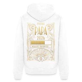 Soon Dad 2026 Funny Baby Announcement Gift - Unisex Premium Organic Zip Hoodie - white - Back - Thijin (182cm)