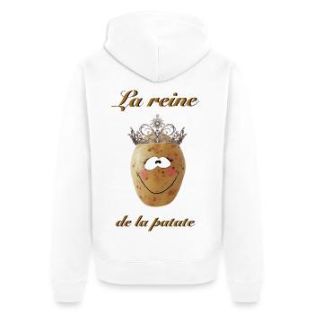 La reine de la patate – Humour cuisine - Veste à capuche bio Premium Unisexe - blanc - Dos - Thijin (182cm)