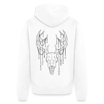 Hirschgeweih mit Kristallen - Unisex Premium Bio Zip Hoodie - Weiß - Hinten - Thijin (182cm)