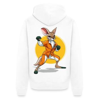 Häschen im Anzug Karateaktion - Unisex Premium Bio Zip Hoodie - Weiß - Hinten - Thijin (182cm)
