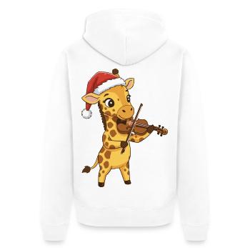 Weihnachtsgiraffen-Tier spielt Geige - Unisex Premium Bio Zip Hoodie - Weiß - Hinten - Thijin (182cm)
