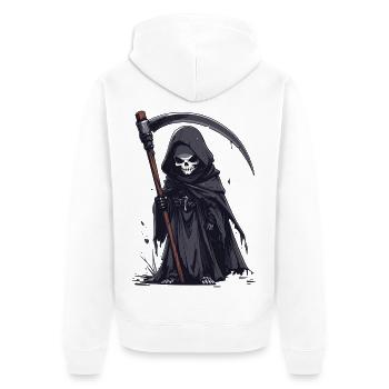 Faucheuse en robe noire - Veste à capuche bio Premium Unisexe - blanc - Dos - Thijin (182cm)