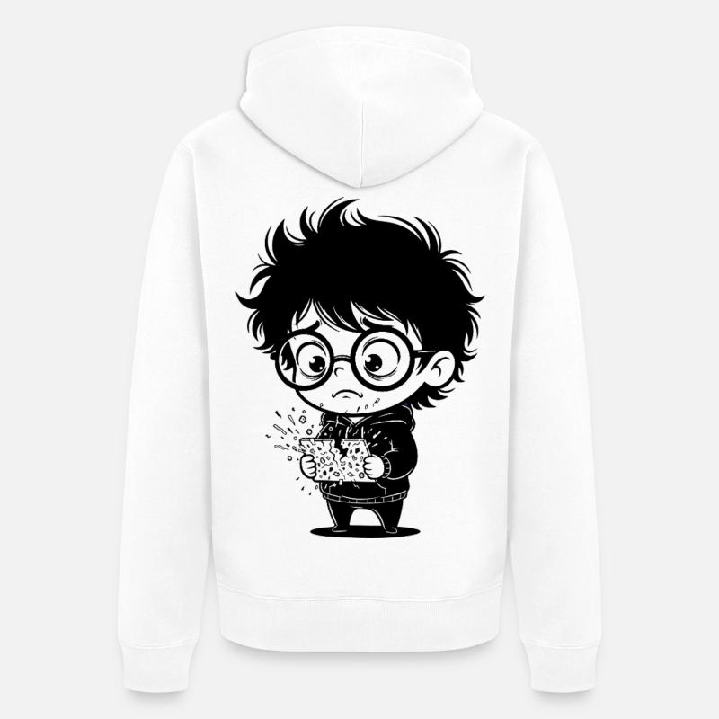 Sticker Enfant Tablette Brisée Stress Numérique - Veste à capuche bio Premium Unisexe - blanc