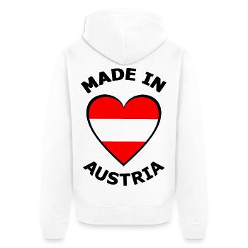 Österreich Flaggenherz - Unisex Premium Bio Zip Hoodie - Weiß - Hinten - Thijin (182cm)