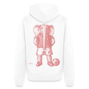 Éléphant avec ballon de foot pour des chemises colorées - Veste à capuche bio Premium Unisexe - blanc - Dos - Thijin (182cm)