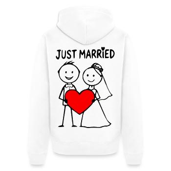 Couple de mariage Cartoon Heart Fraîchement marié - Veste à capuche bio Premium Unisexe - blanc - Dos - Thijin (182cm)