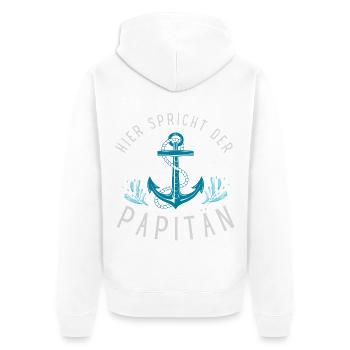 Anker & Wellen Papitän  - Unisex Premium Bio Zip Hoodie - Weiß - Hinten - Thijin (182cm)