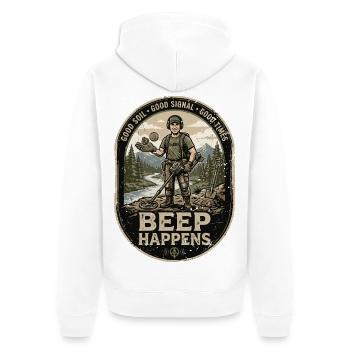  Backprint | Sondengänger Sondler sondeln - Unisex Premium Bio Zip Hoodie - Weiß - Hinten - Thijin (182cm)