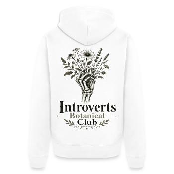 Introverts Botanischer Club - Unisex Premium Bio Zip Hoodie - Weiß - Hinten - Thijin (182cm)
