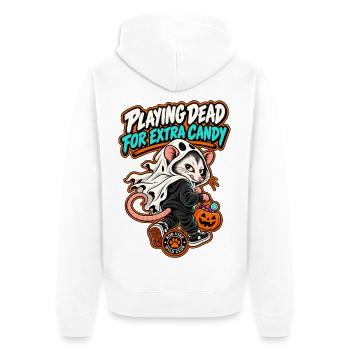 RobVibe Wild Club – Halloween-Geister-Opossum - Unisex Premium Bio Zip Hoodie - Weiß - Hinten - Thijin (182cm)