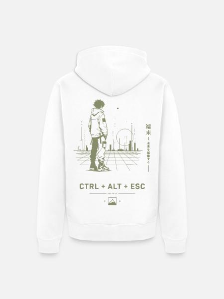Ctrl Alt Esc Neon Stadt - Unisex Premium Bio Zip Hoodie - Weiß