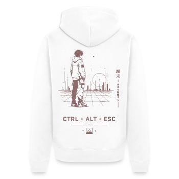 Ctrl Alt Esc: Retro City Walk - Unisex Premium Bio Zip Hoodie - Weiß - Hinten - Thijin (182cm)