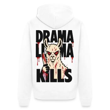 Horror-Lama mit Messer – Drama Llama Kills - Unisex Premium Bio Zip Hoodie - Weiß - Hinten - Thijin (182cm)