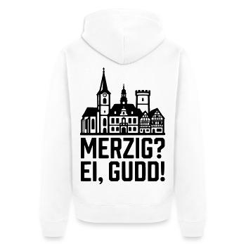 Merzig Ei Gudd - Unisex Premium Bio Zip Hoodie - Weiß - Hinten - Thijin (182cm)