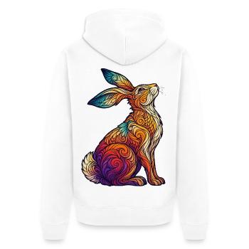 Kaleidoskopisches Kaninchen - Unisex Premium Bio Zip Hoodie - Weiß - Hinten - Thijin (182cm)