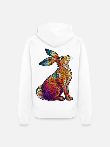 Kaleidoskopisches Kaninchen - Unisex Premium Bio Zip Hoodie - Weiß