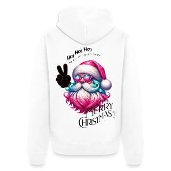 Weihnachtsmann - Fröhliche Weihnachten - Design3 - Unisex Premium Bio Zip Hoodie - Weiß - Hinten - Thijin (182cm)