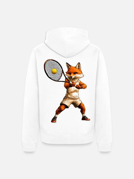Tennisspieler Fuchs - Unisex Premium Bio Zip Hoodie - Weiß