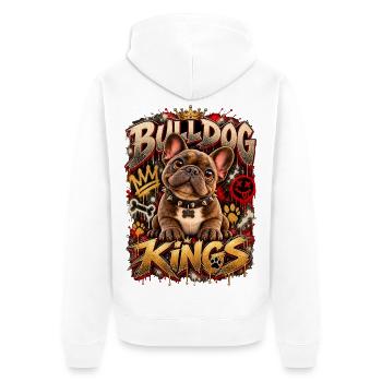 Bulldog Kings Graffiti-Thron - Unisex Premium Bio Zip Hoodie - Weiß - Hinten - Thijin (182cm)