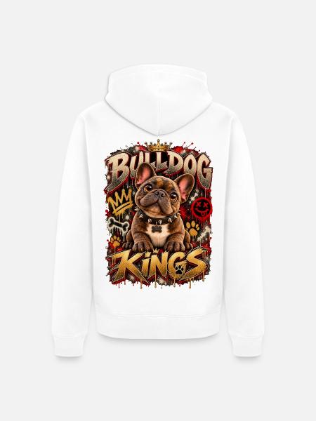Bulldog Kings Graffiti-Thron - Unisex Premium Bio Zip Hoodie - Weiß