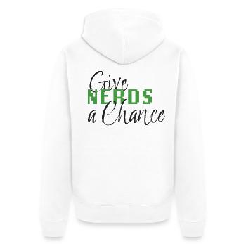 Give Nerds a Chance - Unisex Premium Bio Zip Hoodie - Weiß - Hinten - Thijin (182cm)