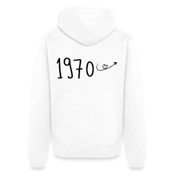 1970 Jubiläum 1970 Retro 1970 - Unisex Premium Bio Zip Hoodie - Weiß - Hinten - Thijin (182cm)