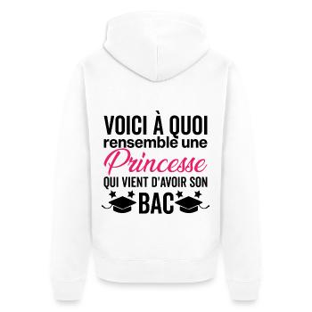Félicitations Bac 2025 Humour - Veste à capuche bio Premium Unisexe - blanc - Dos - Thijin (182cm)