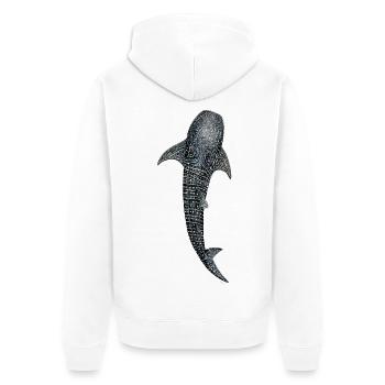 Walhai Entwurf für Taucher, Angler - Unisex Premium Bio Zip Hoodie - Weiß - Hinten - Thijin (182cm)