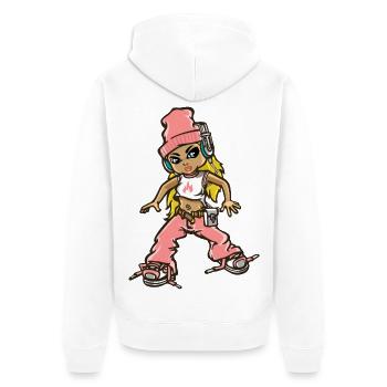 Hip Hop girl in pink - Unisex Premium Organic Zip Hoodie - white - Back - Thijin (182cm)