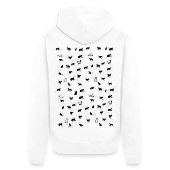 Kleine Katze Katzen Kätzchen Mieze Geschenk - Unisex Premium Bio Zip Hoodie - Weiß - Hinten - Thijin (182cm)