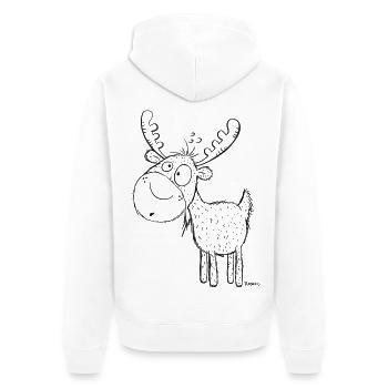 Lustiger Elch - Elche - Hirsch - Reh - Geschenk - Unisex Premium Bio Zip Hoodie - Weiß - Hinten - Thijin (182cm)