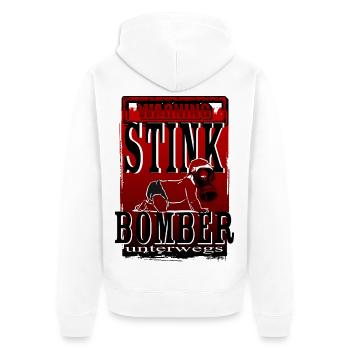 Warnung Stinkbomber unterwegs Baby Windel Maske - Unisex Premium Bio Zip Hoodie - Weiß - Hinten - Thijin (182cm)