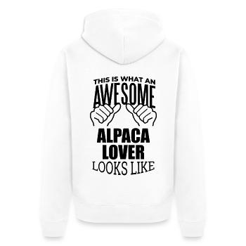 Alpaga Alpaga Alpaga - Veste à capuche bio Premium Unisexe - blanc - Dos - Thijin (182cm)